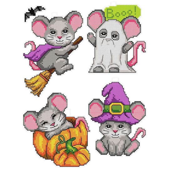 Crafting Spark Halloween Mouses Plastic Canvas Counted Cross Stitch Kit